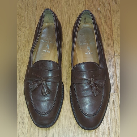 POLO RALPH LAUREN RLF 370 MEN\'S BROWN LEATHER LOAFERS SIZE 10 D MADE IN ITALY main image 12